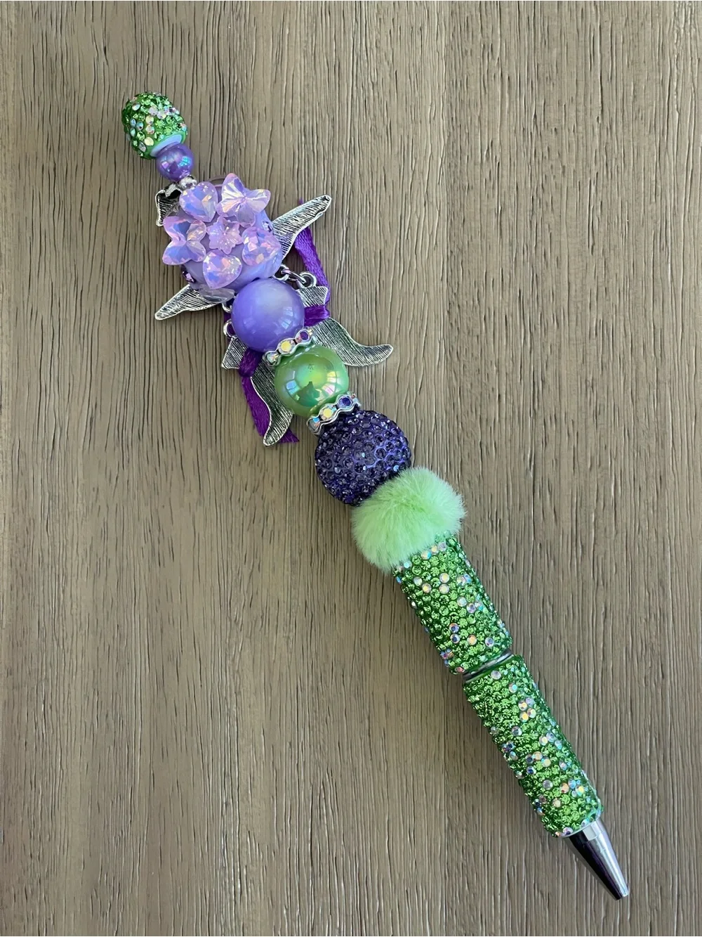 Beaded Pen Rhinestone Green Purple Witch Hat Halloween 